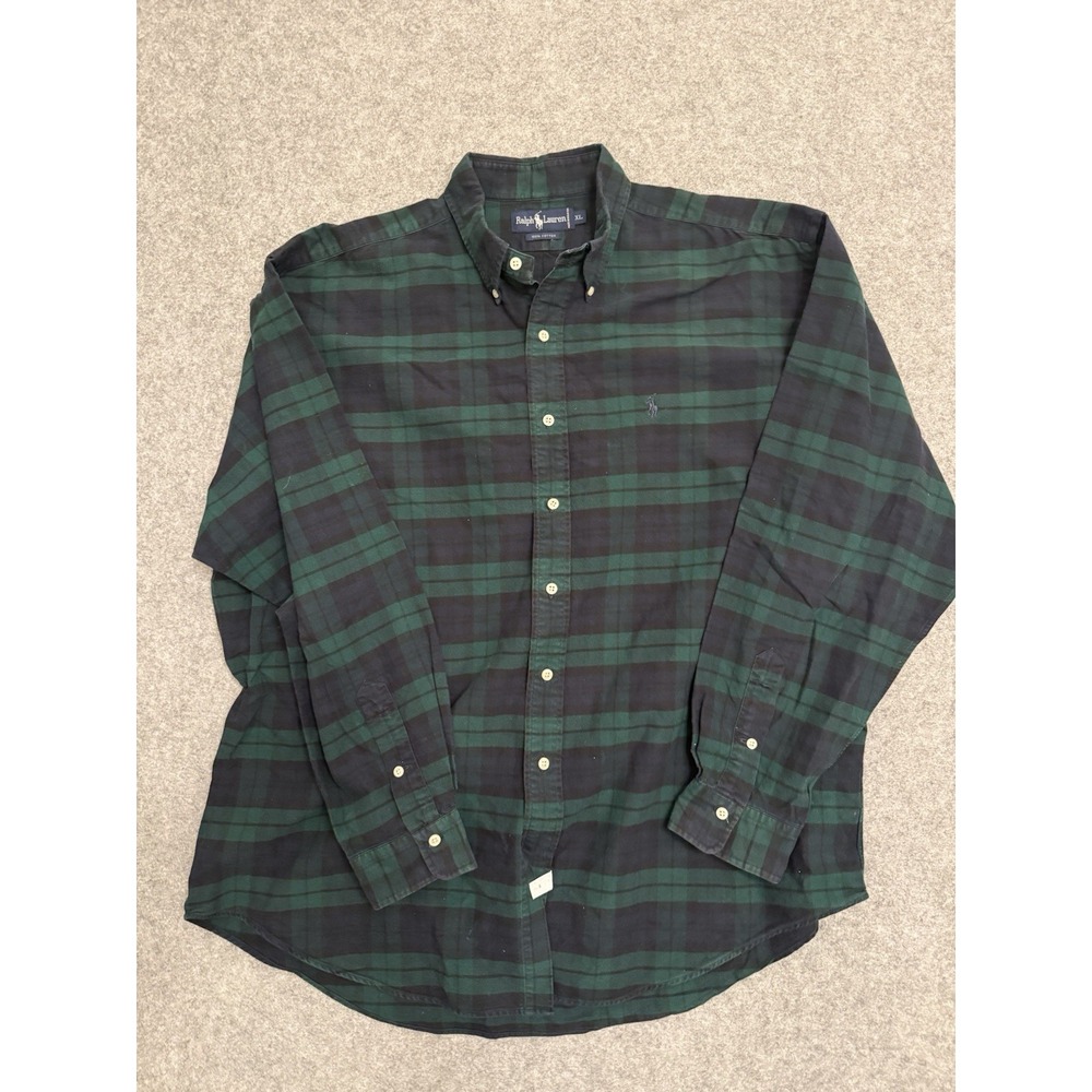 Polo Ralph Lauren Men's XL Black Watch Tartan Plaid Button Down Shirt Cotton